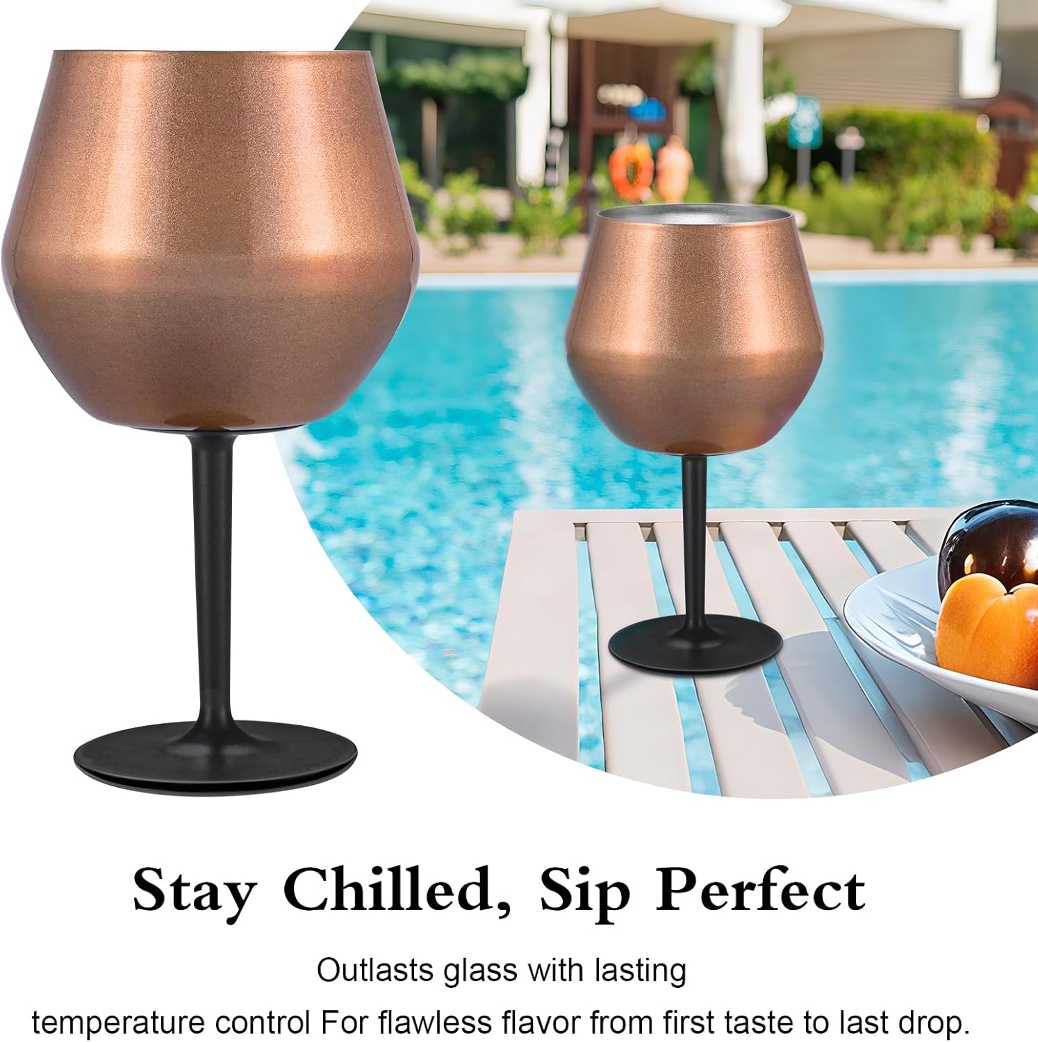 14oz Wine Glasses with Detachable Stem, Insulated Stainless Steel Wine Tumbler with Lid & Anti-Slip Base, Multi-Functional Cup for Gift Party Outdoor Travel Home Use (Rose Gold) - Image 8