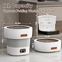 Vista 2 de Lavadora portátil de 12 litros mejorada Mini lavadora plegable con cesta giratoria y 3 modos de limpieza profunda para ropa