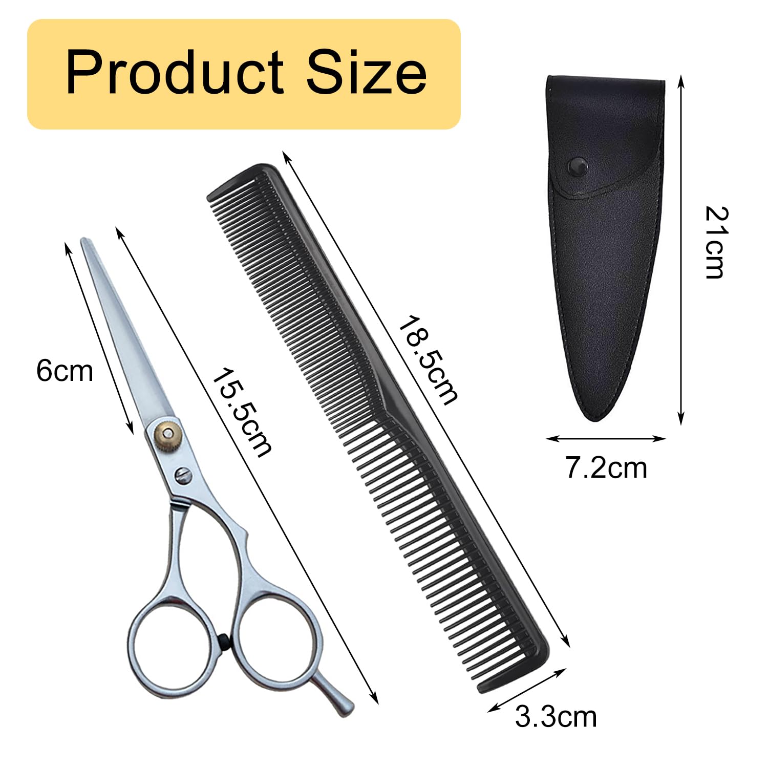 Forbici Parrucchiere Professionali, Premium Forbice Capelli Con Pettine E Caso, Parrucchieri Barbieri Donna, Uomo, Bambino (15.5cm)
