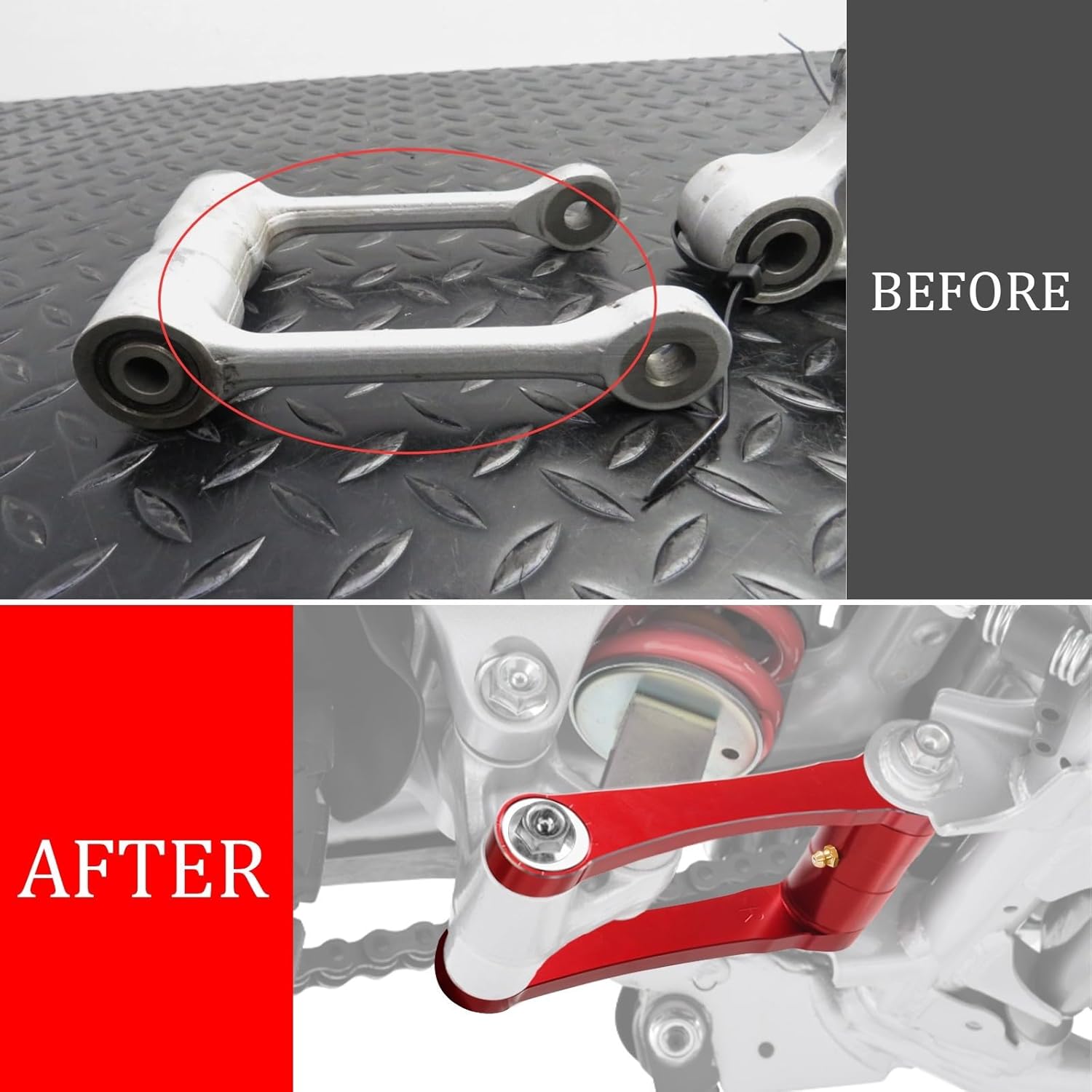 CRF300L/Rally Lowering Link Adjustable -25mm-45mm Suspension Compatible With CRF 300L /Rally 2021-2025 3D Motorcycle Rear Drop Link Lowering Linkage Arm (Red)