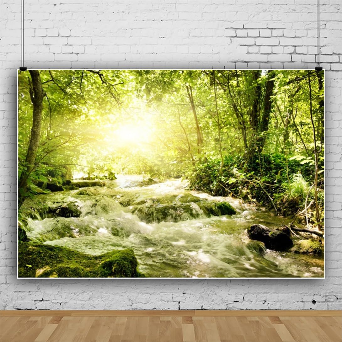 Jungle Forest Backdrop 10x8ft Tropical Rainforest Stream Evergreen - View #6