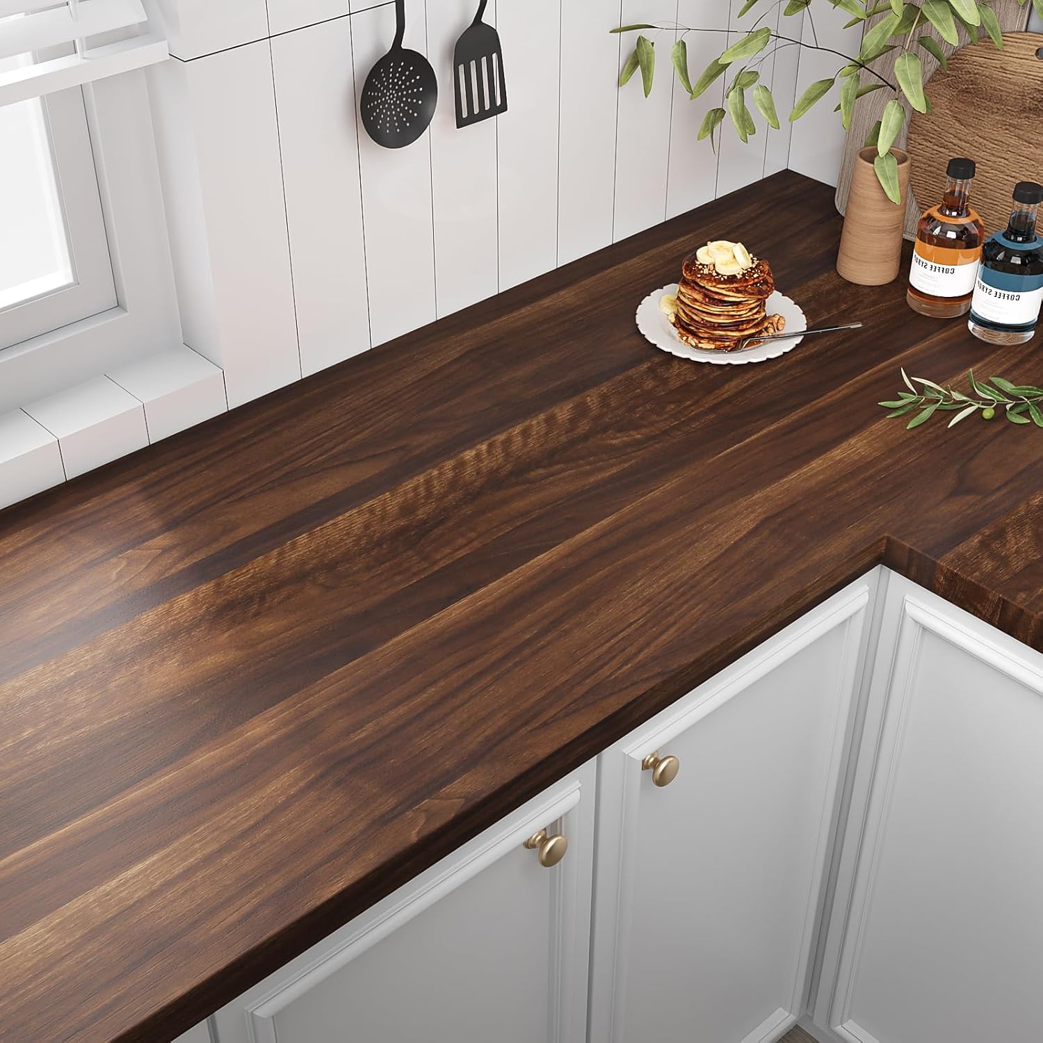 VEELIKE 118''x32'' Wide Natural Walnut Wood Contact Paper Wood Wallpaper Peel and Stick Countertops Waterproof Wood Grain Contact Paper for Cabinets Walls Desk Removable Self Adhesive Wood Vinyl Wrap