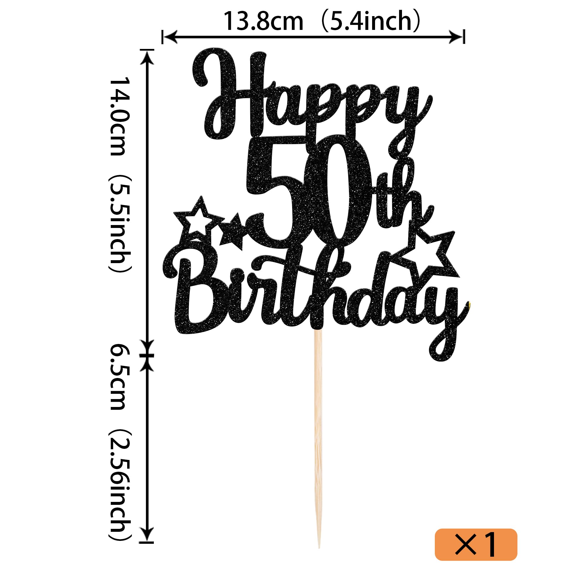 1 PCS Happy 50th Birthday Cake Topper Glitter Cheers To 50 Years Birthday Cake Pick 50 Fabulous Cake Decoration For Happy 50th Birthday Anniversary Party Decorations Supplies Rose Gold