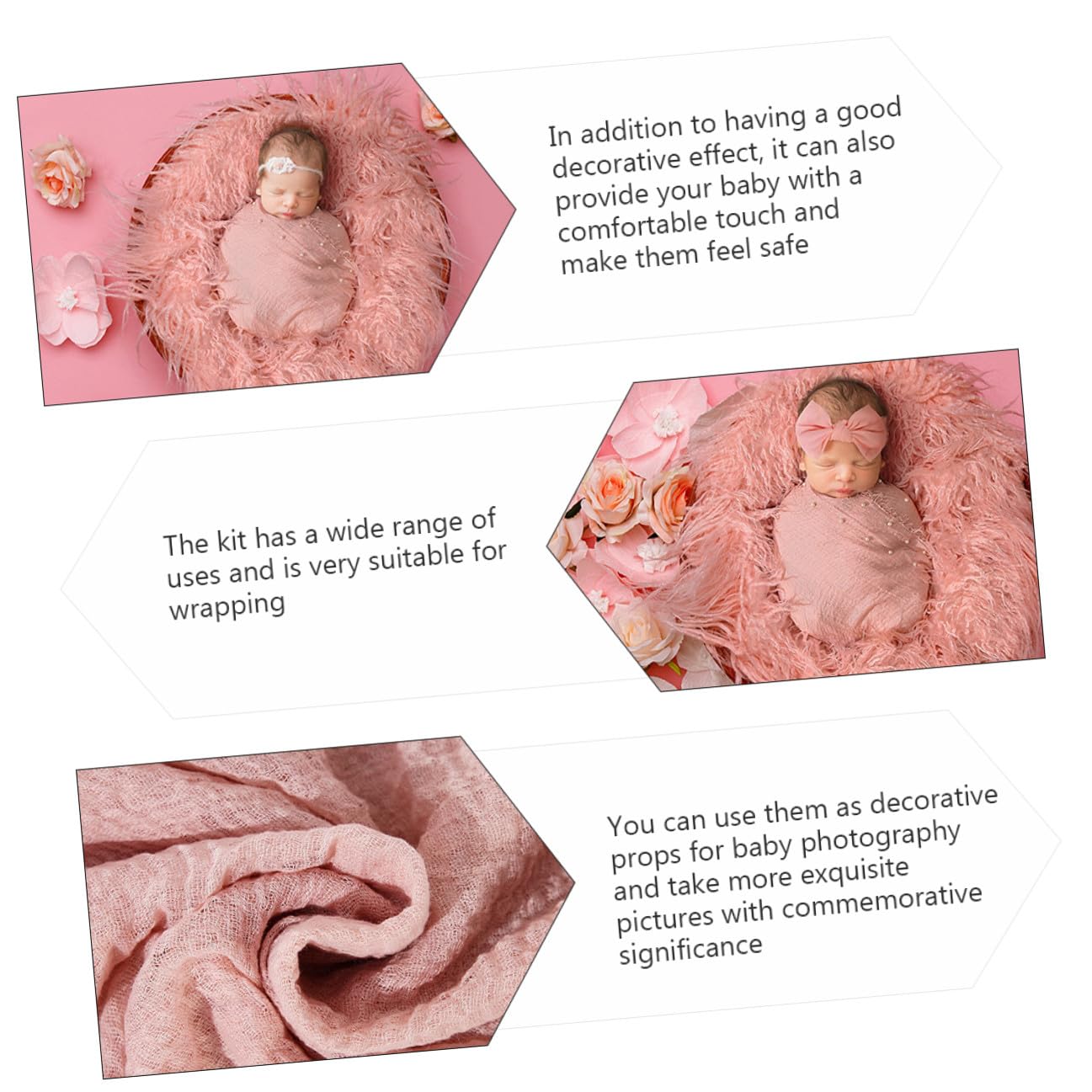 Toddmomy Coperta Fascia Neonata in Pearl Swaddle con Fascia per Accessori Fotografici per e Confortevole per Foto e