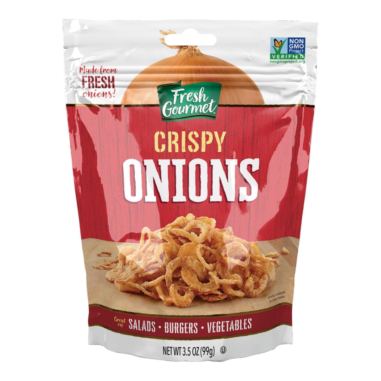 Fresh Gourmet Lightly Salted Crispy Onions | 3.5 Ounce (Pack of 6) | Low Carb | Crunchy Snack and Salad Topper