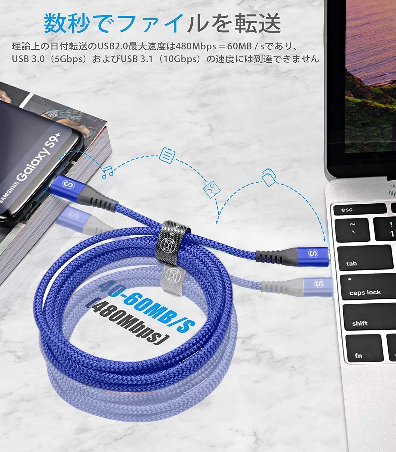 60W USB-C充電ケーブル 2本セット 三点セット 60W USB-C充電ケーブル 2