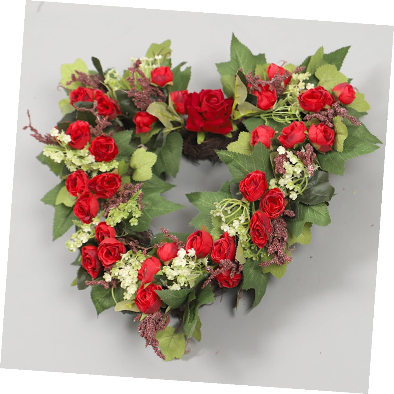 Romantischer Herzkranz aus Stoff Hängender Rosenkranz für Valentinstag und Hochzeit Dekorative Girlande für Haustür und Innenbereich