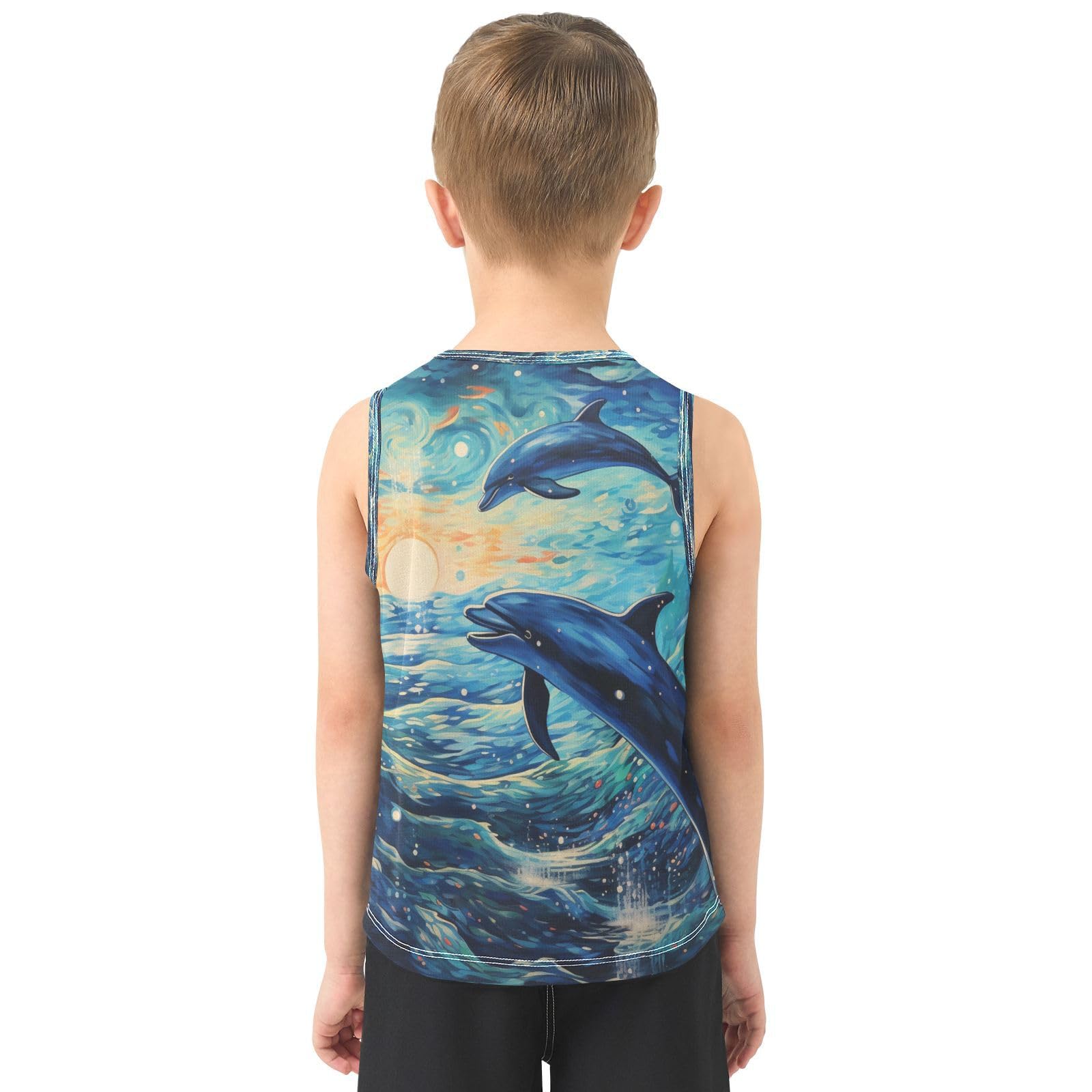 DelfíN ArtíStico Camisetas Sin Mangas Tipo Tank Top para Niños Jóvenes Ideales para Actividades Deportivas