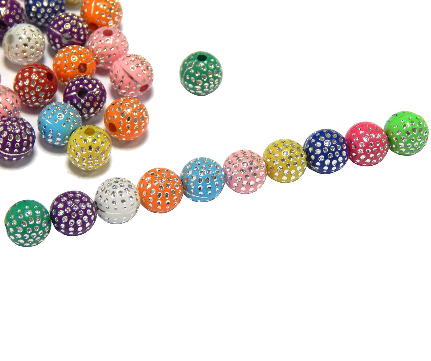 Perlin – 200 Perle Rotonde In Plastica Effetto Strass – 8 Mm – Acrilico Multicolore – Perfette Per Gioielli Fai Da Te E Decorazioni Natalizie