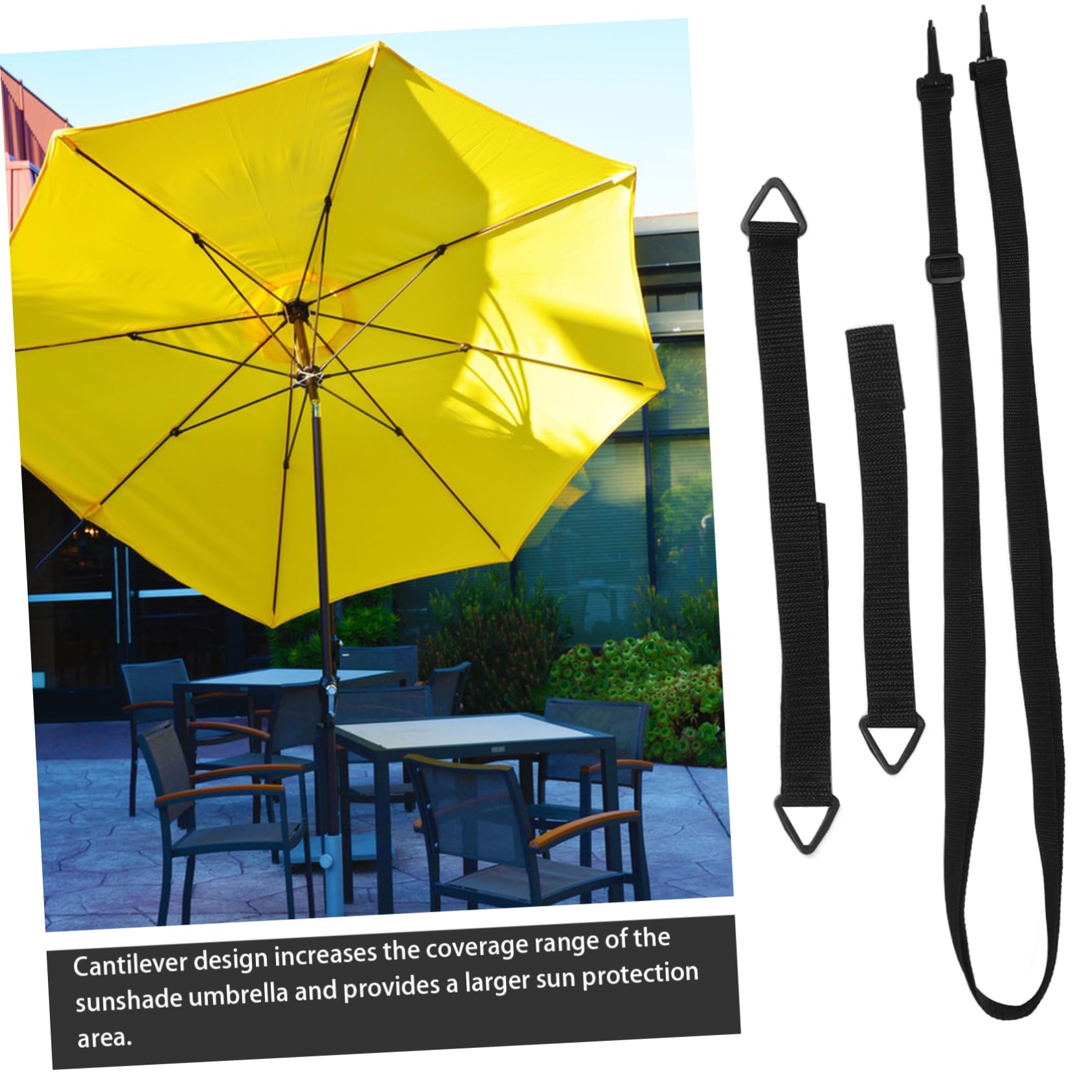 Set 5 Cinghie Fissaggio Per Ombrelloni Da Giardino | Regolabili E Antivento, In Poliestere Nero, Lunghezze Variabili (17-275cm)