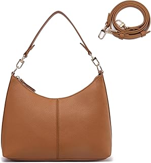 Keyli shoulder bag for women Small Tote Handbags Purse Trendy Zip Leather Crossbody Bags with Adjustable Strap Brown