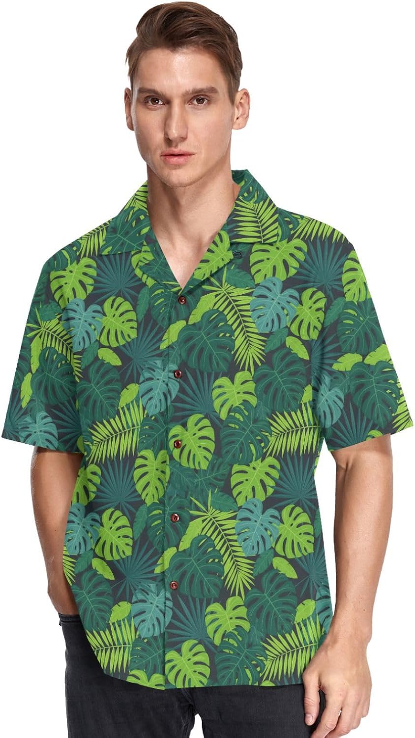 MNSRUU Men's Casual Shirt Hawaiian Short Sleeve Button Down Loose Hawaiian Beach Shirts, Summer Tropical Shirt
