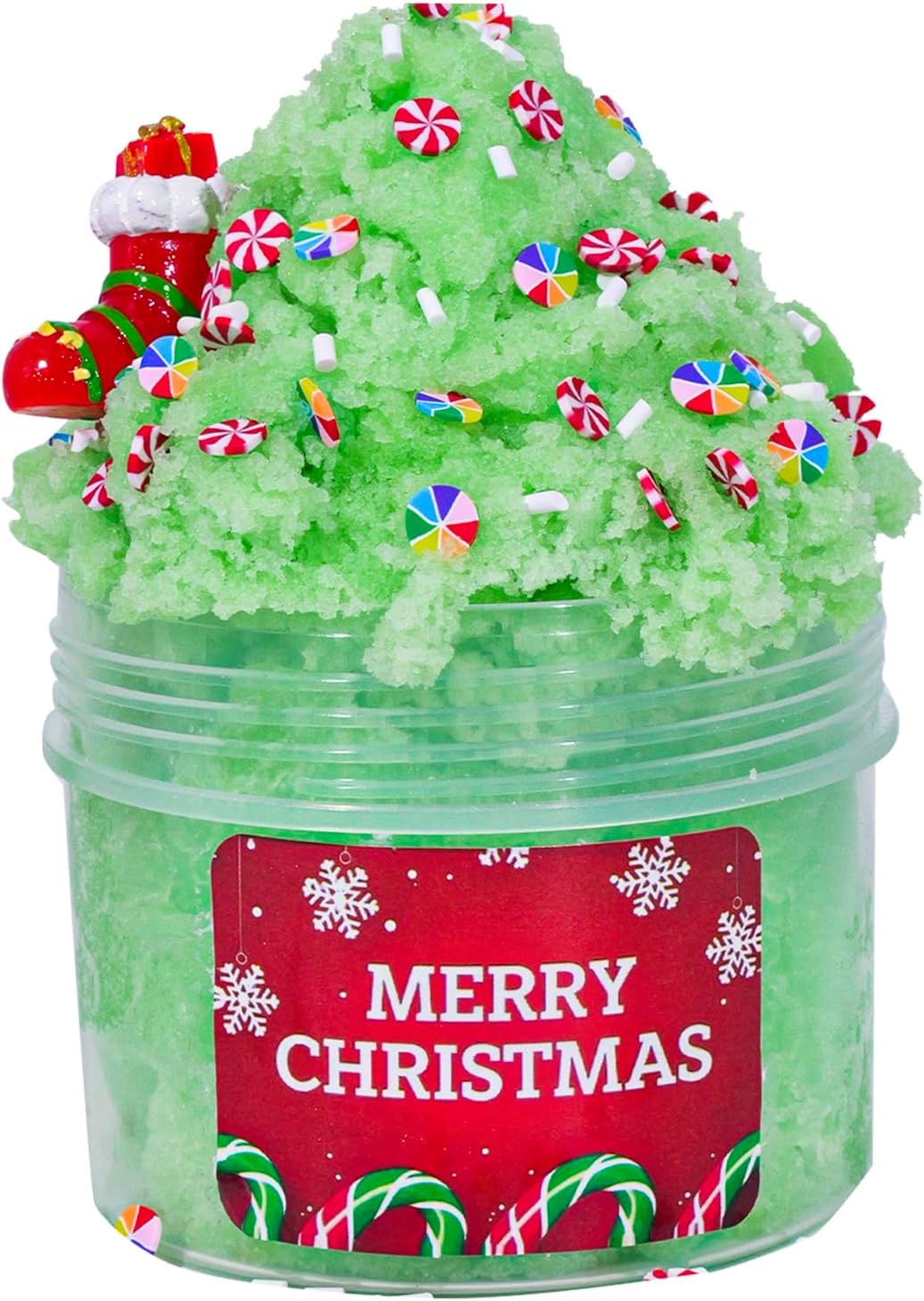 Tototang Slime 3-Pack, DIY Clay Gingerbread Man,Christmas Tree(ICEE Texture),Red Cane(Jelly Texture)-Handmade Slime