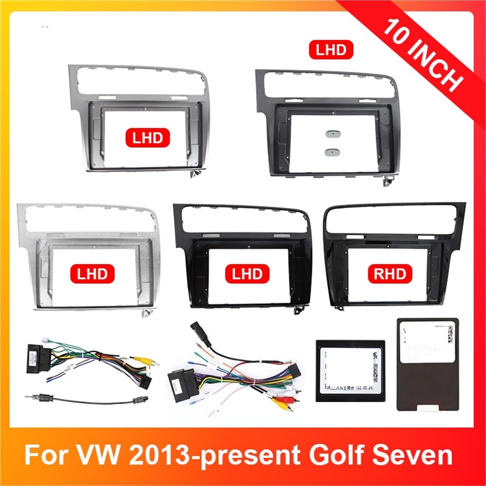 Cadre Radio Panneau de façade d'autoradio pour VW Golf 7 2013+, Cadre de Tableau de Bord, Lecteur multimédia Android, câble avec Canbus