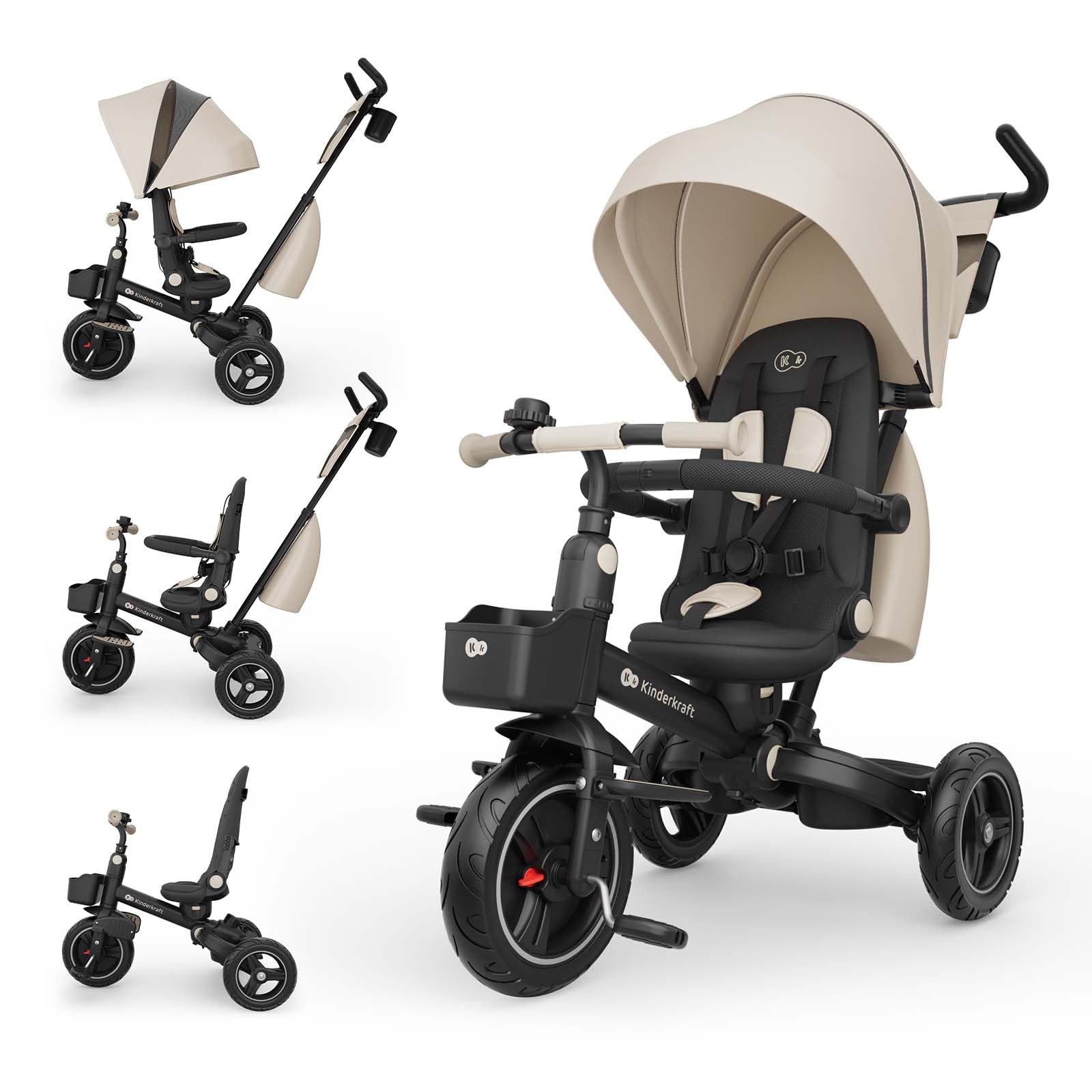 Kinderkraft Spinstep 2 Plus Dreirad-Kinderwagen, Beige