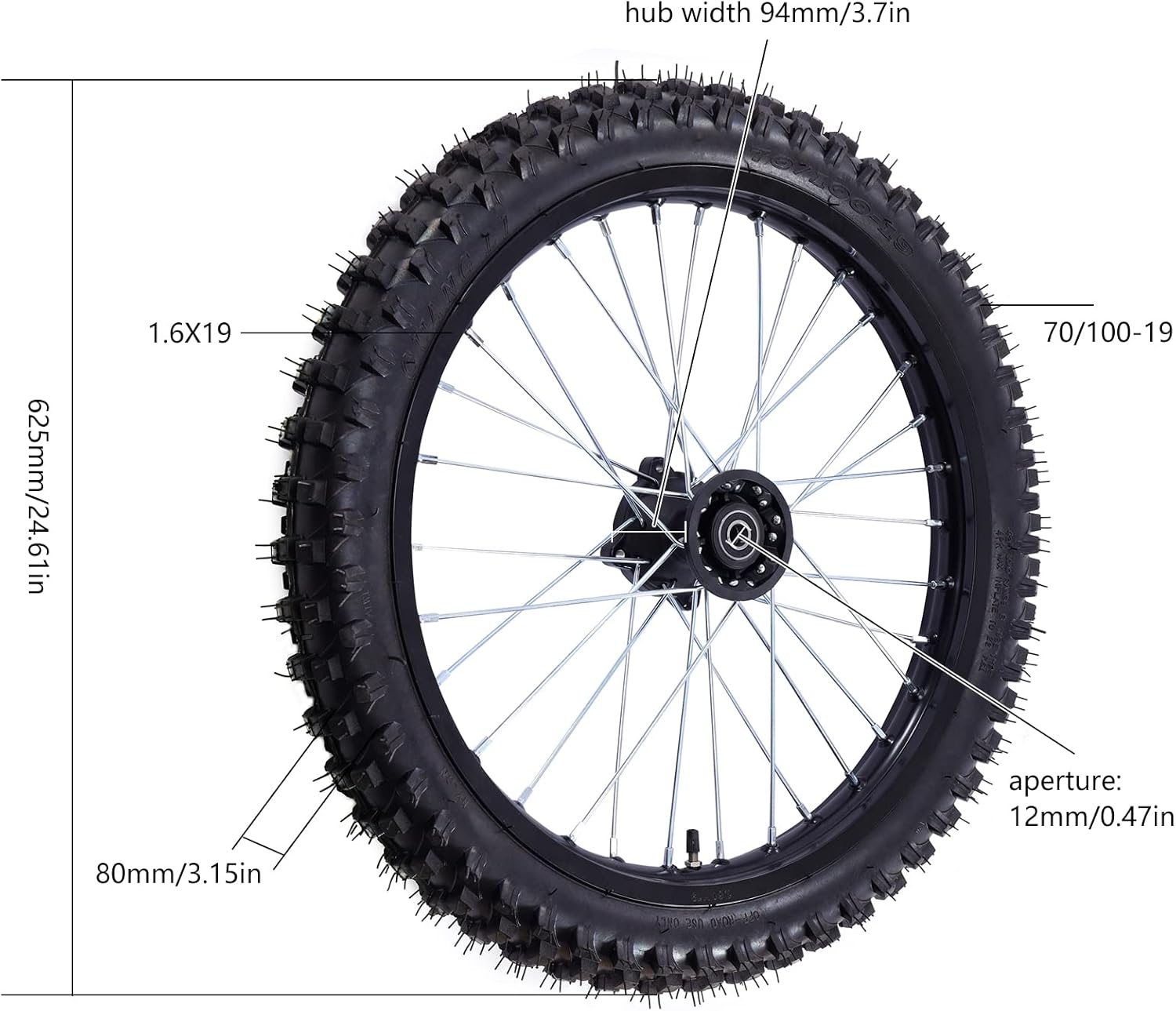 Front Forks Assembly 19 Inch Wheel 70/100-19 Front Forks Disc Brake Hub Tire TTR125 CR85R KX100 For Off-Road Motorcycle, Rim Wheel Disc Brake Assembly with Front Forks Triple Shock