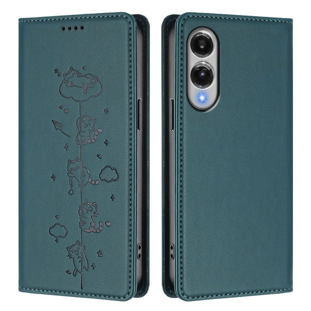 Coque chat Galaxy S25 en cuir vert avec rabat pour vos sorties - 8