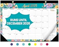 Desk Calendar 2025-2026&comma; 21 Months Calendar Runs from April 2025 to December 2026 - Large 17" x 12" Desktop&sol;Wall Monthly Calendar for Home School&comma; or Office - Floral Pattern