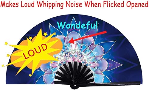 Miniatura 6 de Amajiji Abanicos plegables grandes para bailar en línea, gran abanico de golpes para botas en el suelo, baile, fiesta, decoración, festival (flor