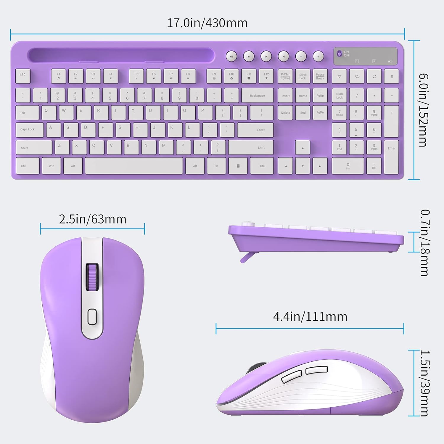 Dimensions of the MARVO keyboard and mouse