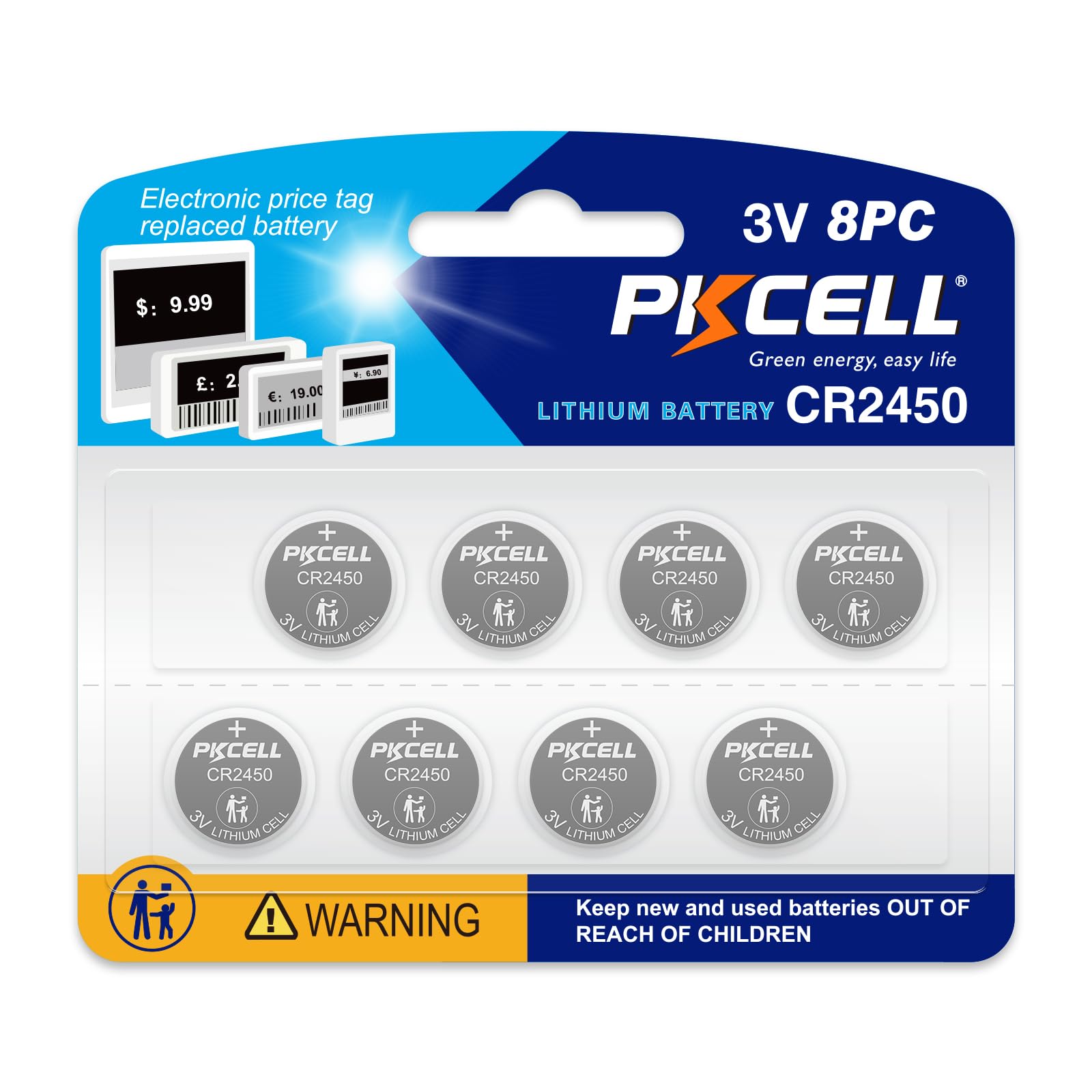Amazon.co.jp: PKCELL 8個入 CR2450 リチウム ボタン 電池 3V 2450 コイン形電池 : 家電＆カメラ