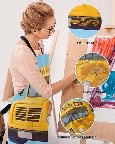 Miniatura 4 de Delantal impermeable para autobús escolar con bolsillos, babero de cocina para cocinar, barbacoa, parrilla, delantales ajustables para mujeres,