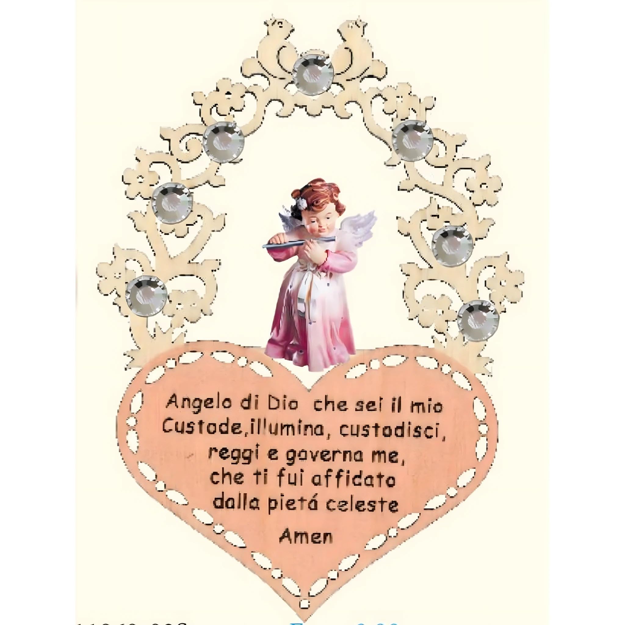 Dolfi Wooden Guardian Angel with Prayer | Hand-Painted Wood in Val Gardena | Religious Article
