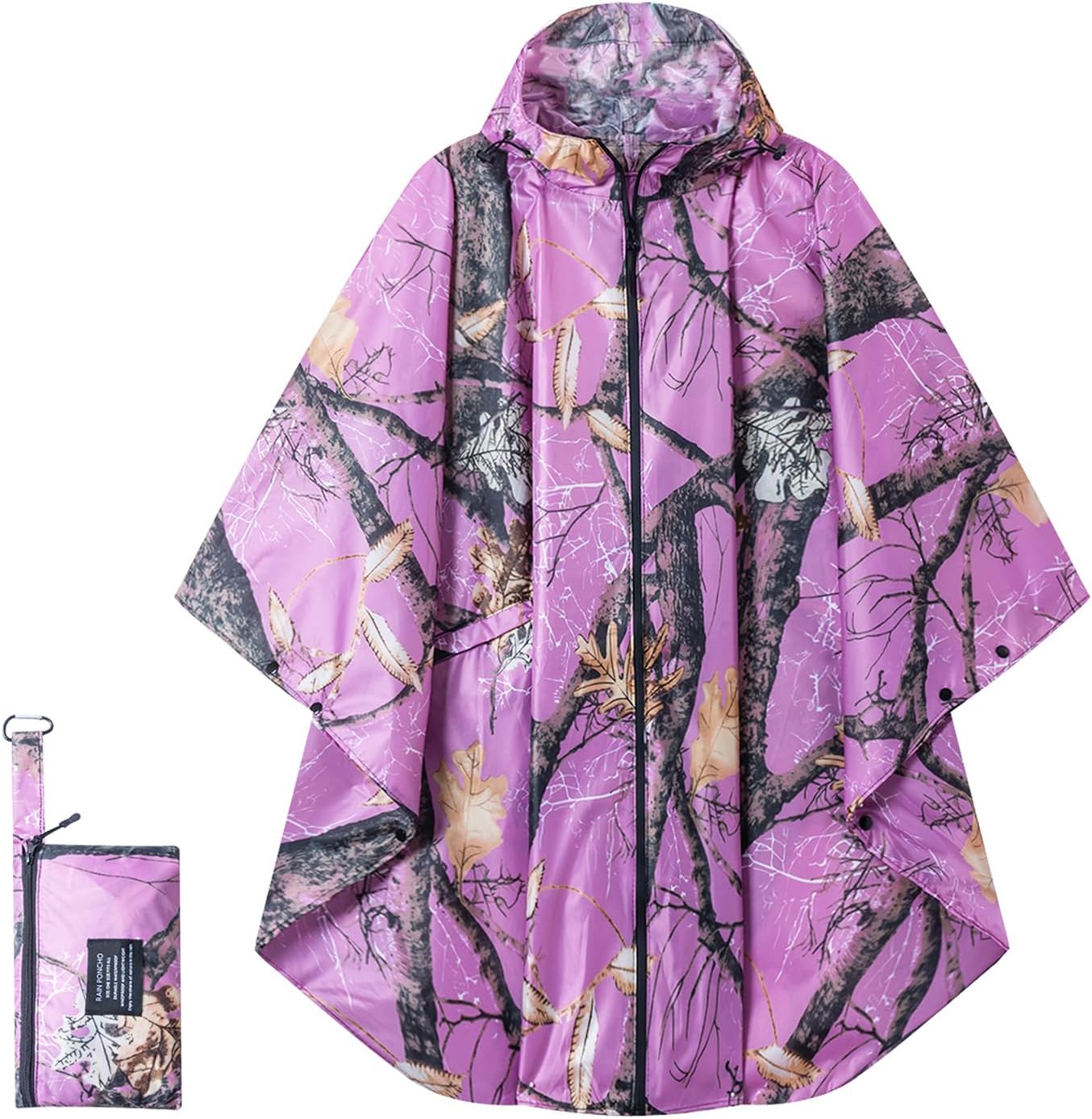 Hooded Rain Ponchos for Adult - Rain Coat and Rain Jacket with Waterproof Pocket and Zipper