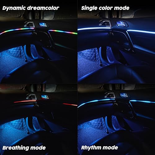 Miniatura 7 de SAMGCHI Dreamcolor - Luces interiores de acrílico para automóvil tira de luces LED para automóvil con aplicación y control remoto RF kit de