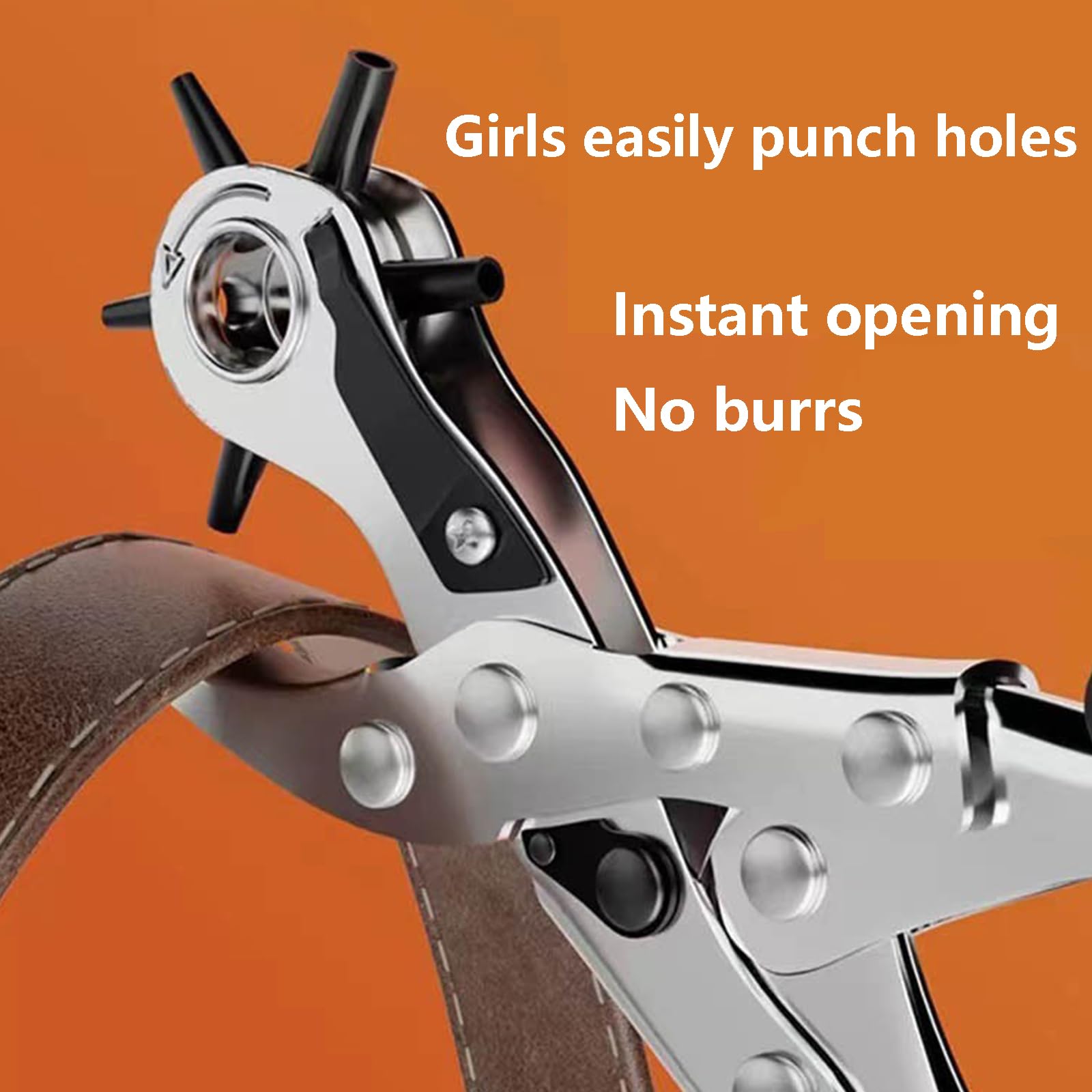 Pinza Fustellatrice Per Cinture - 6 Punzoni Rotanti Per Fori Su Pelle, Tessuto E Plastica - Maniglie Ergonomiche Antiscivolo - Foto 8