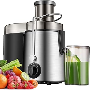 Juicer, Juicer Machine for Whole Fruit and Vegetable with Wide Feed Chute, Centrifugal Juicers with 2 Speed and Pulse Function, 2021 Upgraded 400W Motor, BPA Free