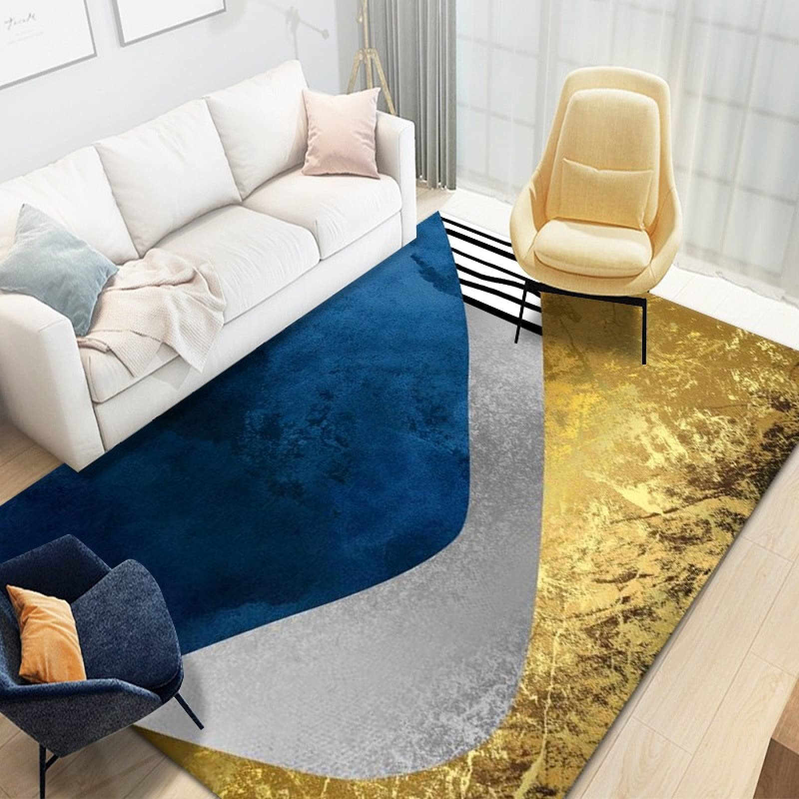 Tapis Balcon Exterieur Bleu 180x250cm Géométrique