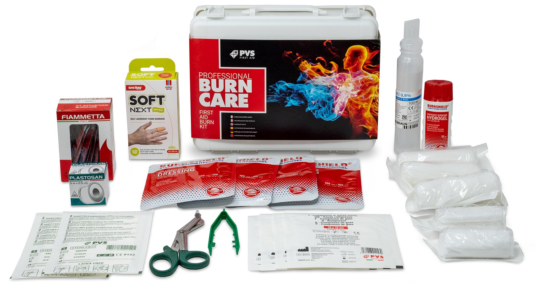 Valigetta di Pronto Soccorso KIT USTIONI BURN CARE PROFESSIONAL medic 1 con supporto a muro 260x205x90 mm