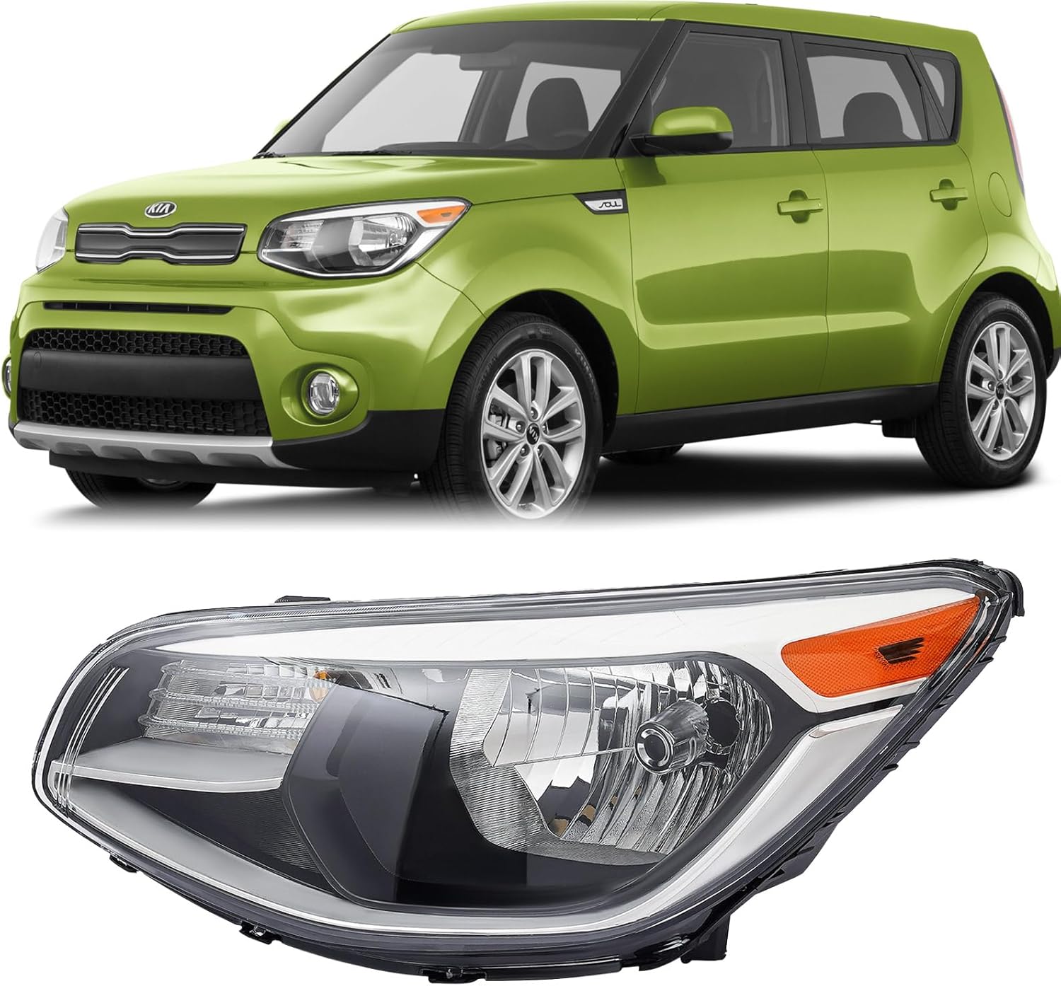 Left Driver Side Halogen Headlight Assembly For Kia Soul 2014-2019 KI2502167 92101-B2270 Not Come with Bulbs