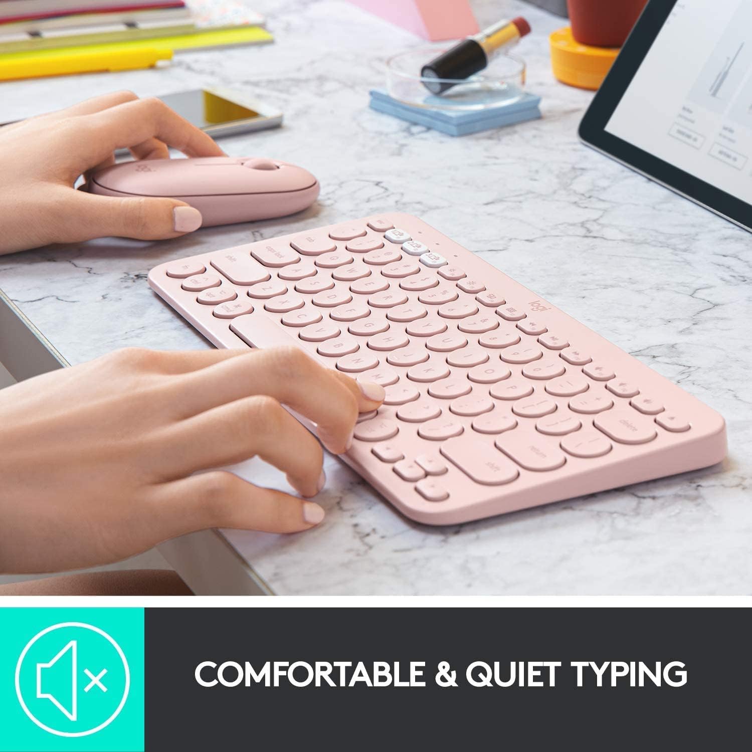 Logitech K380 Multi-Device Bluetooth Keyboard for Mac with Compact Slim Profile, Easy-Switch, 2 Year Battery, MacBook Pro| Air/ iMac/ iPad Compatible - Rose