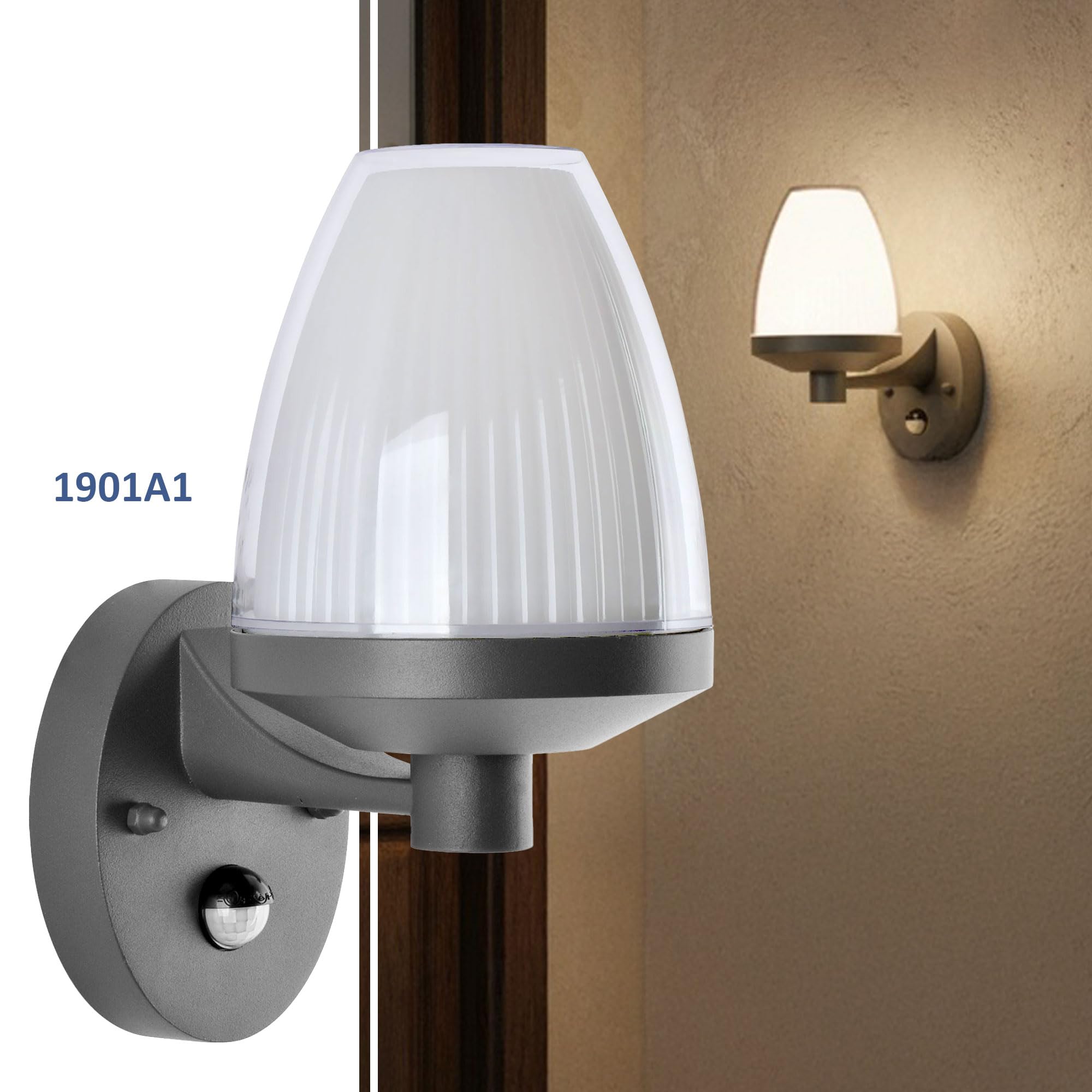 Maxkomfort Außenwandleuchte Anthrazit IP44 mit Bewegungsmelder für E27 LED (Max 25W) – Automatische Wandlampe aus Aluminium für mehr Sicherheit an Garten, Haustür & Fassade