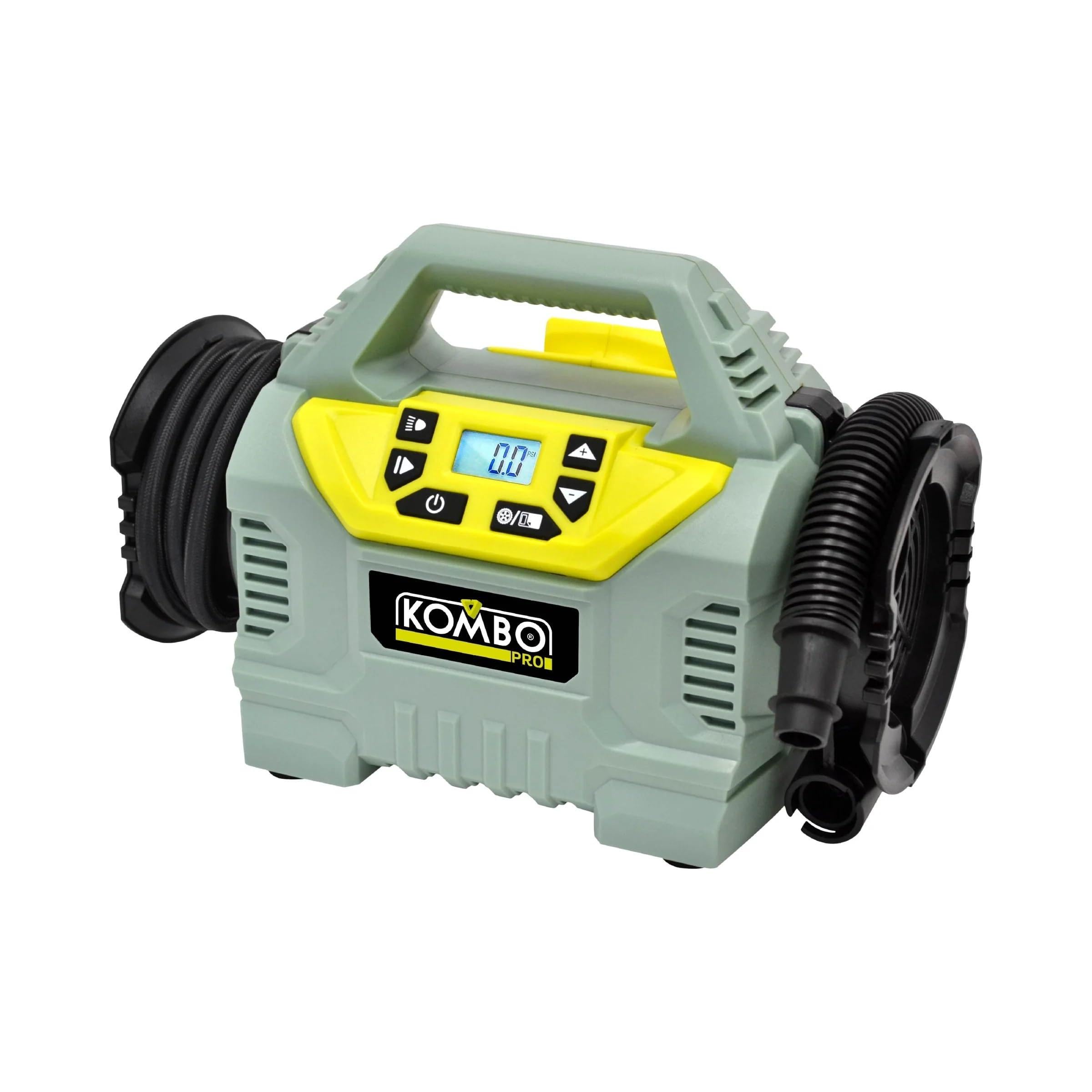 KOP014 20V Compressore Cordless 4in1 a Batteria | Ibrido Tripla Alimentazione 220V/12V/Batteria | 11 Bar, Display Digitale, Luce LED | Gonfiatore Portatile Auto, Moto (Senza Batteria)