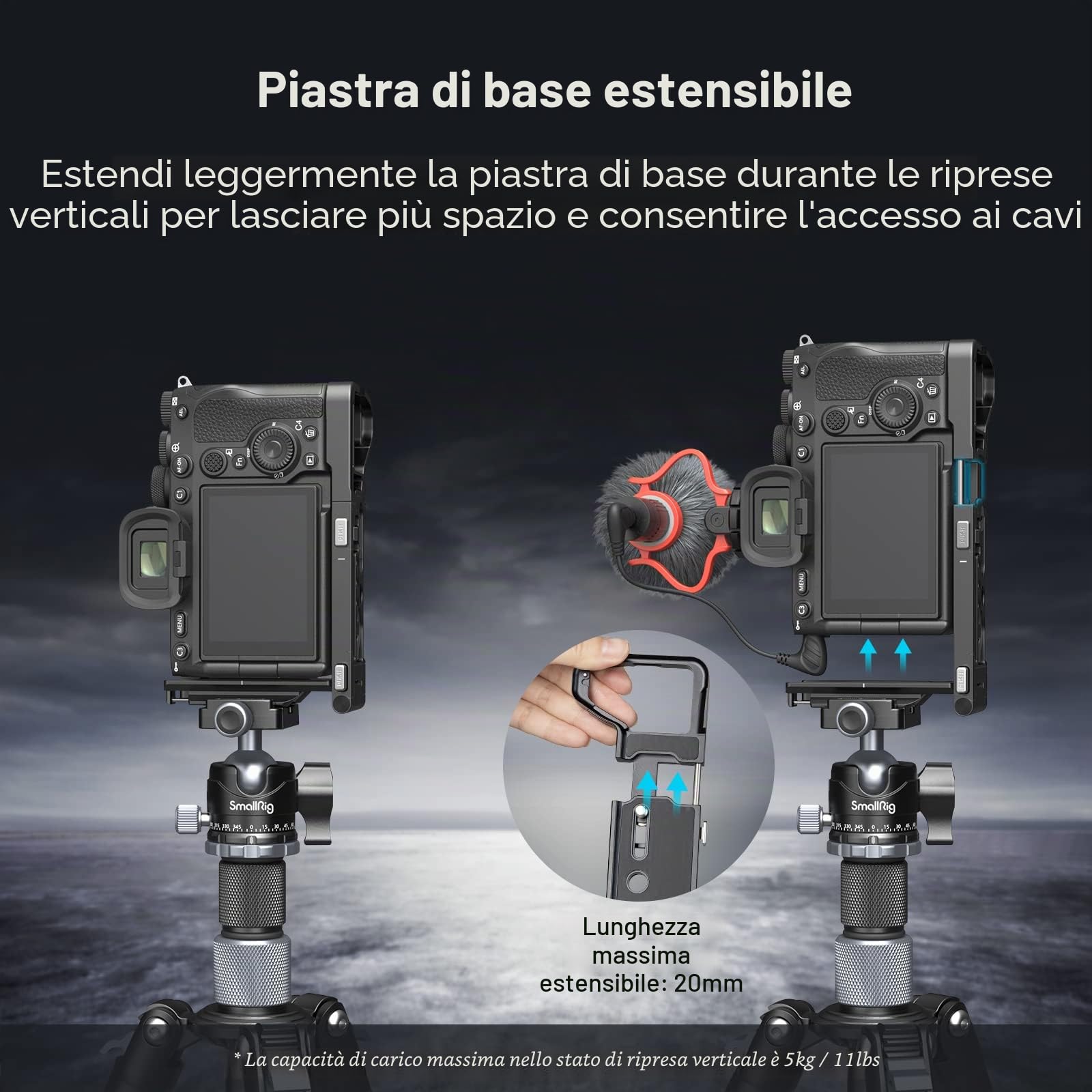 SMALLRIG L Bracket Pieghevole per Sony A7 IV / A7S III / A7R V, Piastra Laterale Pieghevole per Arca-Swiss, Passaggio Rapido Tra Riprese Orizzontali e Verticali - 3984