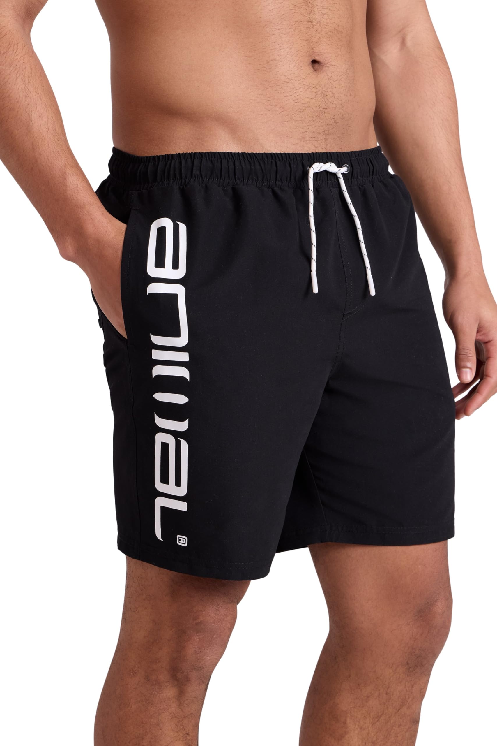 Animal Deep Dive Mens Boardshorts, Lightweight, Quick Dry & Mesh Lined Swim Trunks with Drawstring- Best for Surfing, Beach & Outdoors Black L