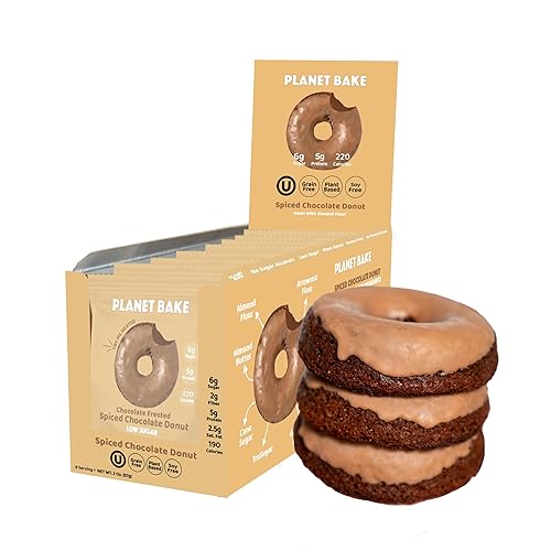 Vista 15 de PLANET BAKE Donas veganas, sin gluten, sin azúcar, sin soja, donas húmedas y deliciosas envueltas individualmente para aperitivos saludables sobre