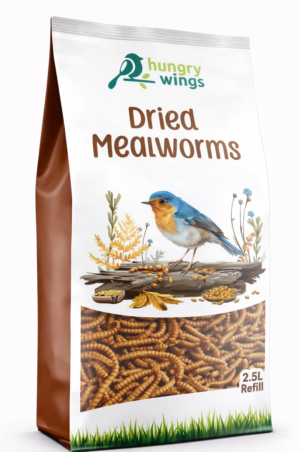 Premium Dried Mealworms, Wild Bird Food, 2.5L Refill Bag