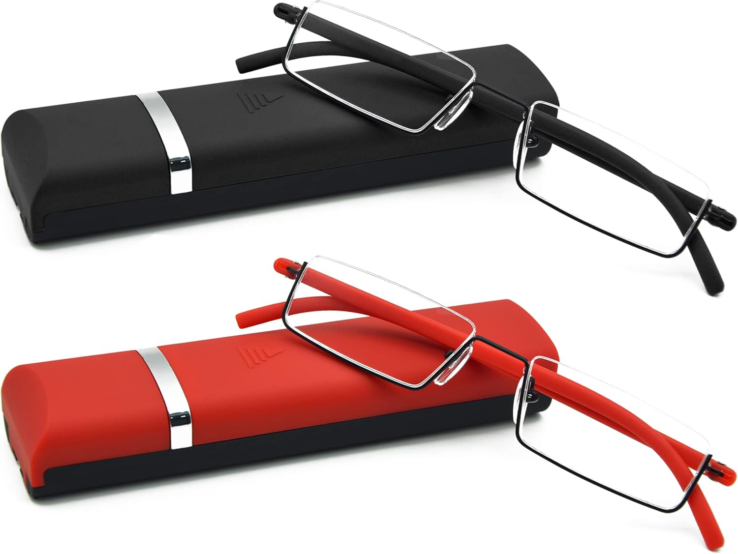 Half Frame Reading Glasses - Half Rim Computer Readers with Glasses Case for Men (3 PCS in Pouch) 1.75