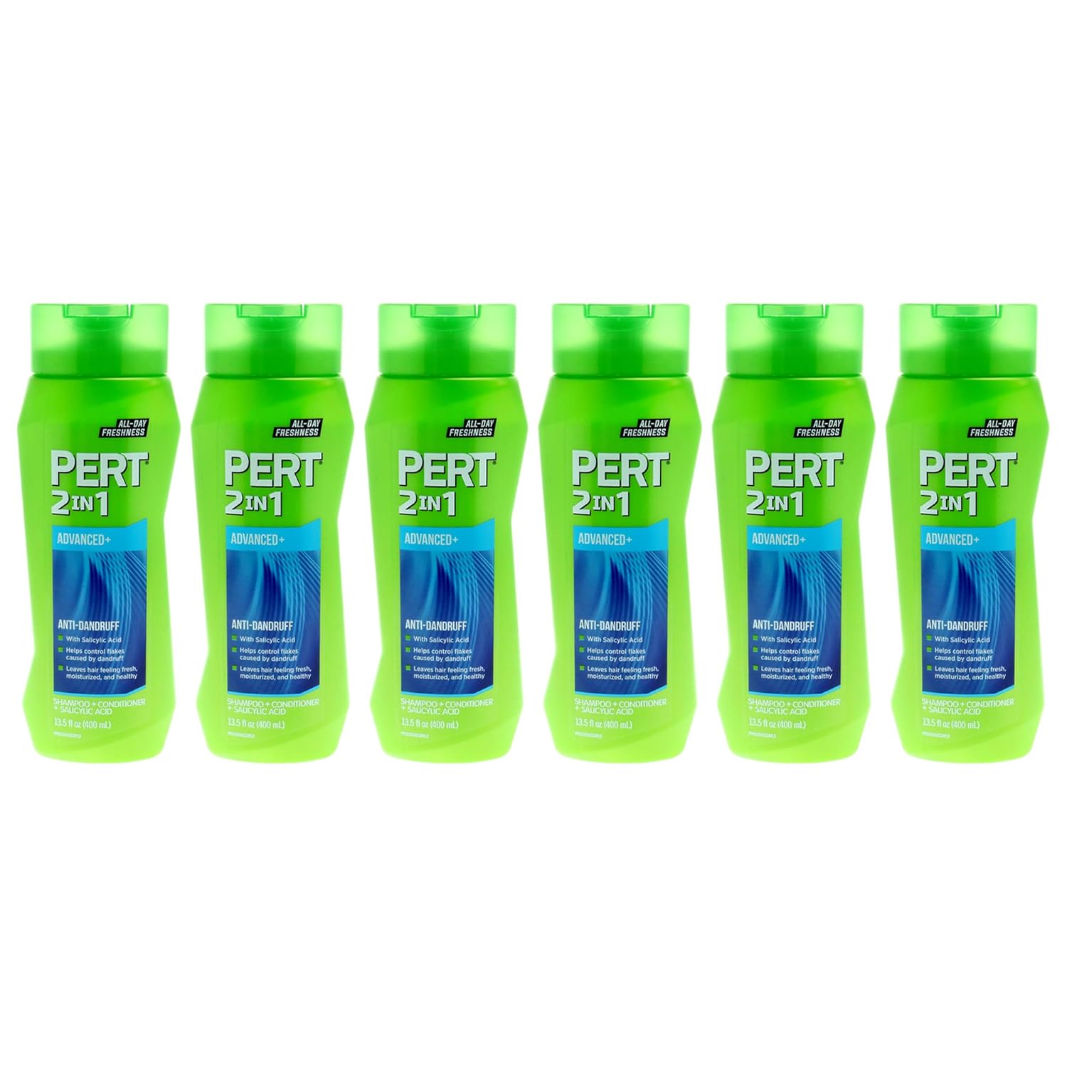 Pert Anti-Dandruff 2 in 1 Shampoo and Conditioner - Advanced with 2 Percent Salicylic Acid - Anti-Dandruff with Zinc - 6 pc