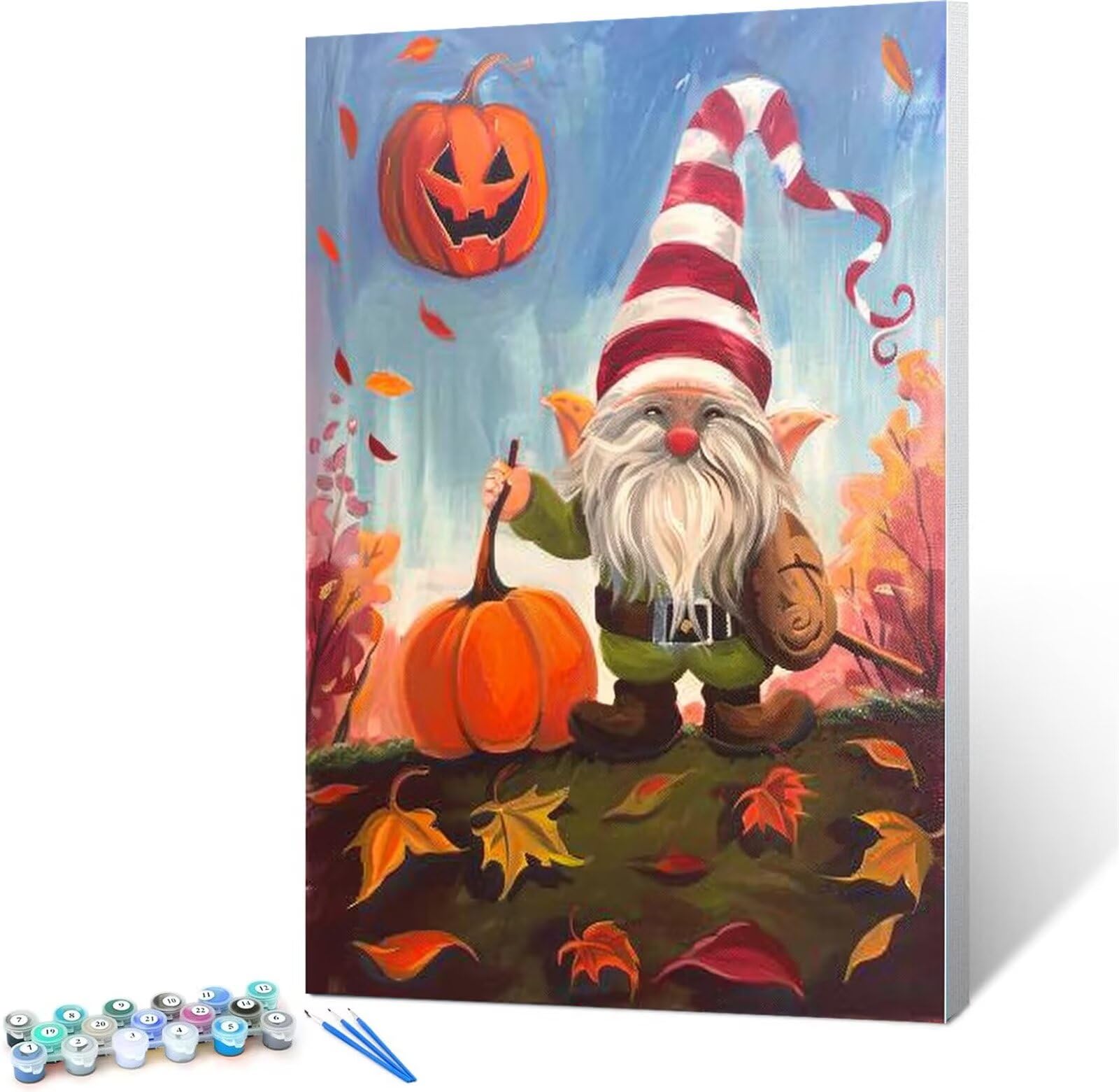 Peepezo Malen nach Zahlen Kinder Gnom, Hut Geschenke für Mädchen Junge, Bastelset Kinder, Malen nach Zahlen | Malen nach Zahlen, Bastelset Mädchen 60x80cm (mit Rahmen)