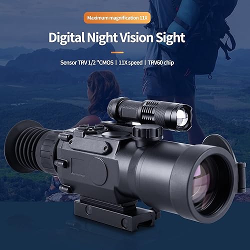 Miniatura 4 de GOYOJO Visión nocturna digital Riflescope 3.7-11x Ampliación  Aleación de magnesio ligera, WiFi habilitada, imagen en imagen, brújula electrónica