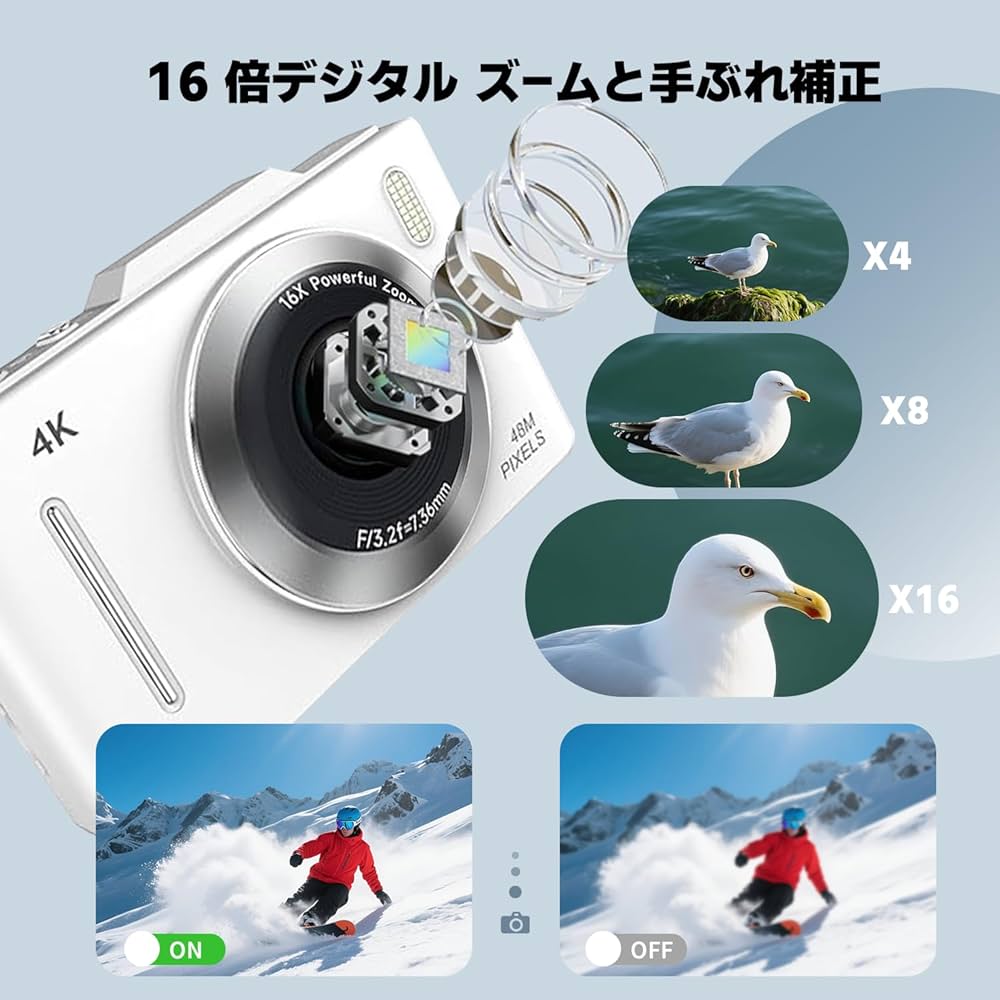 デジタルカメラ 4K 6800万画素 メモリーカード付属　32GB　高精細写真 Amazon | SRAR デジタルカメラ 4K 6800万画素 メモリーカード