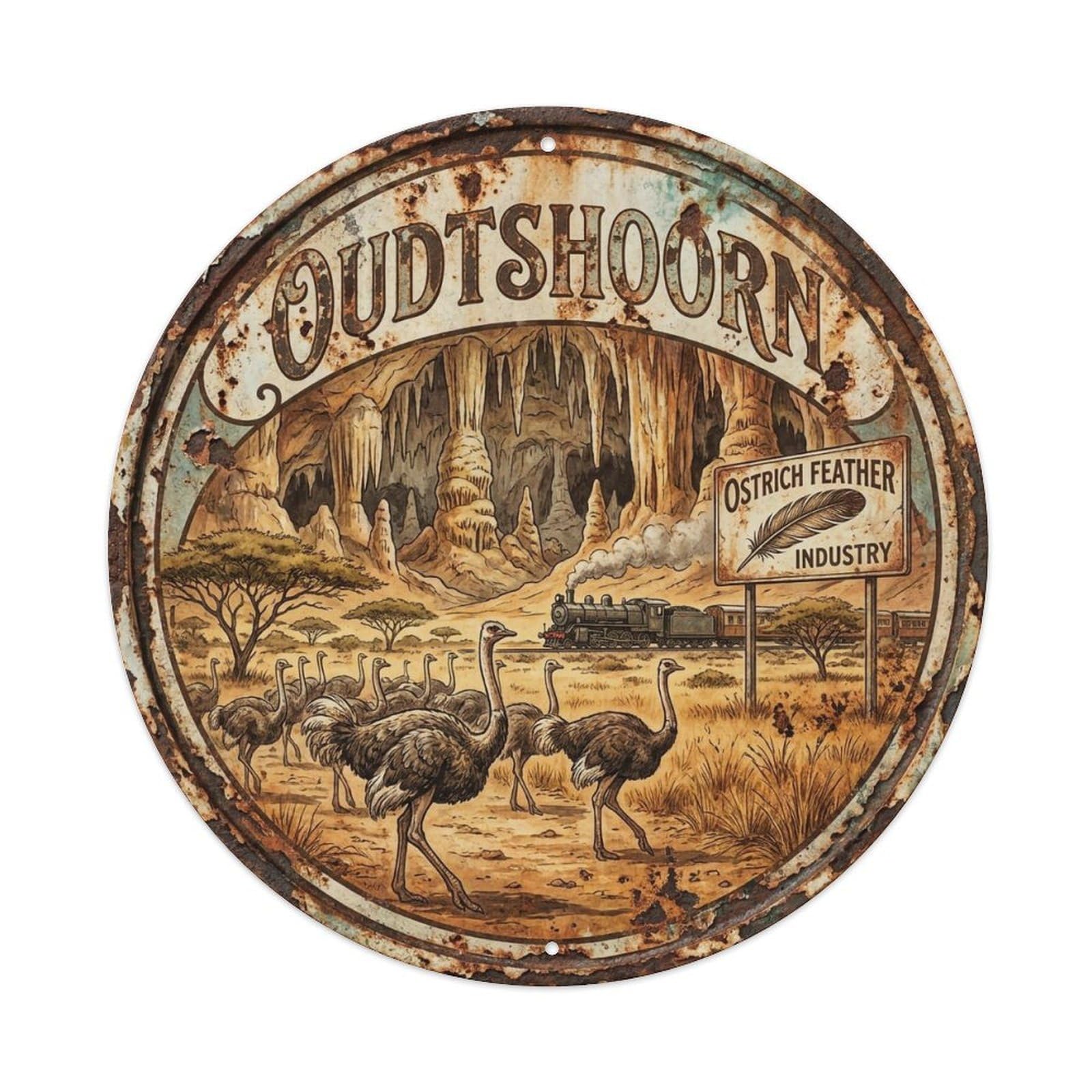 Travel South Africa Retro Oudtshoorn Metal Tin Sign