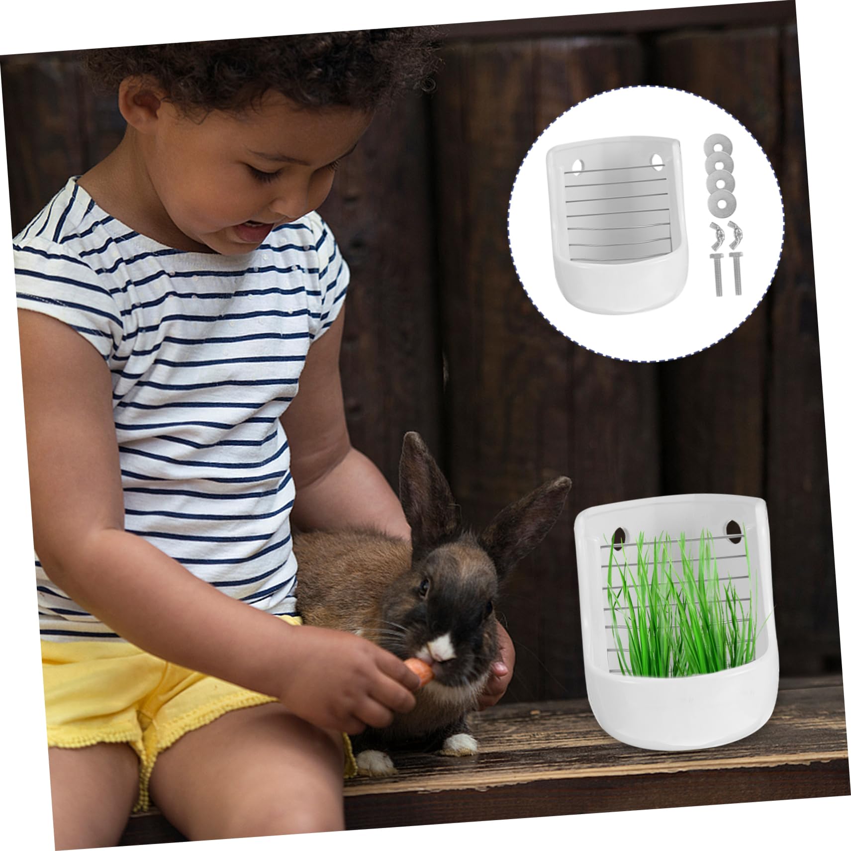 BESPORTBLE Mangiatoia per Cibo per Piccoli Animali Mangiatoia per Conigli e Porcellini d Realizzata in Ceramica di Facile da Collegare alla Gabbia in Rete