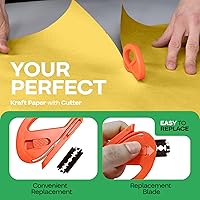 Vista 3 de Rollo de papel kraft amarillo de 36" x 1200" (100 pies) con cortador - Papel de regalo hecho en EE. UU. para embalaje, mudanza, envío