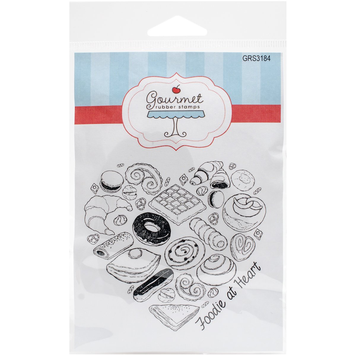 Gourmet Rubber Stamps Cling Stamps 3.375-inch x 6.75-inch Foodie at Heart, Acrylic, Multicolour, 8.12x16.76x0.66 cm